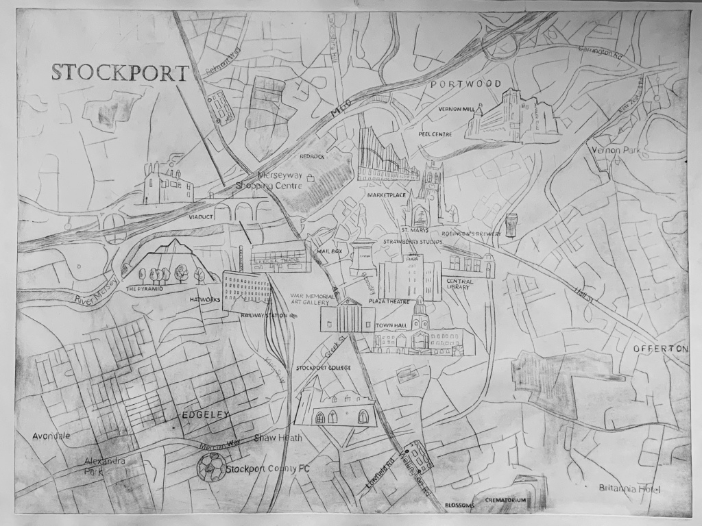 "Map of Stockport" Drypoint